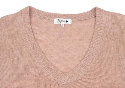 Papas+ Linen Cotton Knit Vest Pink Size L