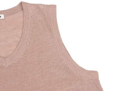 Papas+ Linen Cotton Knit Vest Pink Size L
