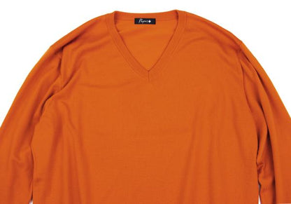 Papas+ Wool V-Neck Knit Sweater Orange Size L
