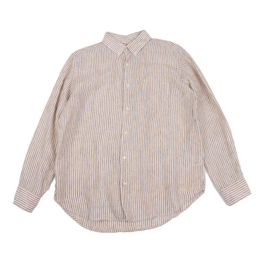 Papas+ Linen Off-White/Yellow/Navy Stripe Shirt Size L
