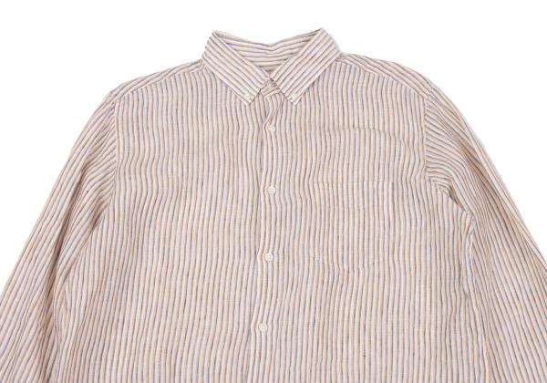 Papas+ Linen Off-White/Yellow/Navy Stripe Shirt Size L