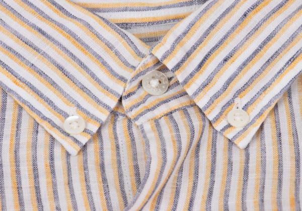 Papas+ Linen Off-White/Yellow/Navy Stripe Shirt Size L