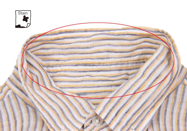 Papas+ Linen Off-White/Yellow/Navy Stripe Shirt Size L