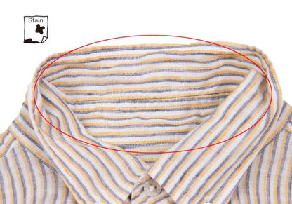 Papas+ Linen Off-White/Yellow/Navy Stripe Shirt Size L