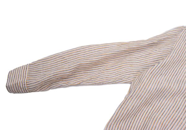 Papas+ Linen Off-White/Yellow/Navy Stripe Shirt Size L