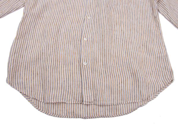 Papas+ Linen Off-White/Yellow/Navy Stripe Shirt Size L
