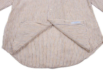 Papas+ Linen Off-White/Yellow/Navy Stripe Shirt Size L