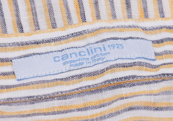 Papas+ Linen Off-White/Yellow/Navy Stripe Shirt Size L