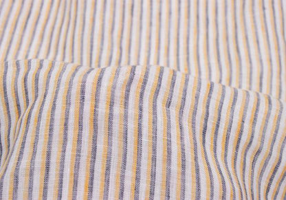 Papas+ Linen Off-White/Yellow/Navy Stripe Shirt Size L