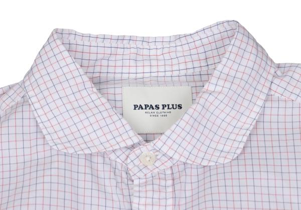 Papas+ Cotton Graph Check Shirt White Red Navy Size L