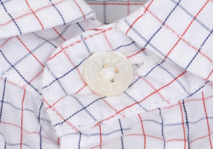 Papas+ Cotton Graph Check Shirt White Red Navy Size L