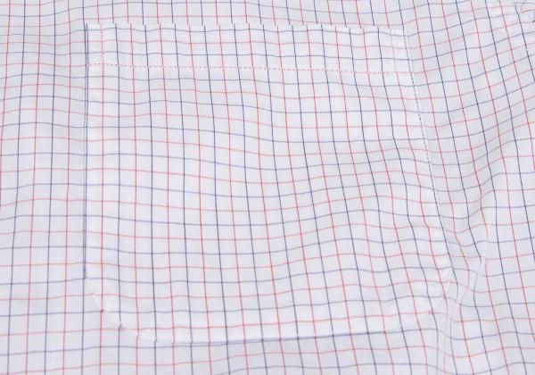 Papas+ Cotton Graph Check Shirt White Red Navy Size L