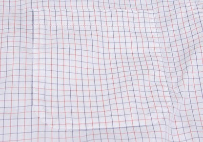 Papas+ Cotton Graph Check Shirt White Red Navy Size L