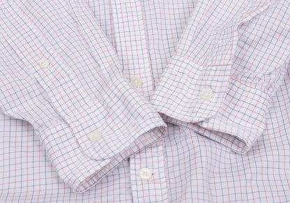 Papas+ Cotton Graph Check Shirt White Red Navy Size L