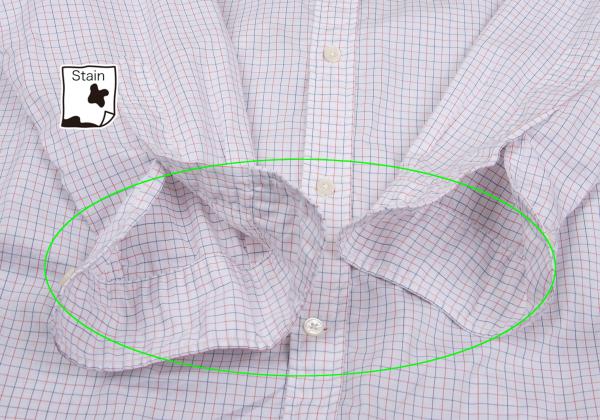 Papas+ Cotton Graph Check Shirt White Red Navy Size L