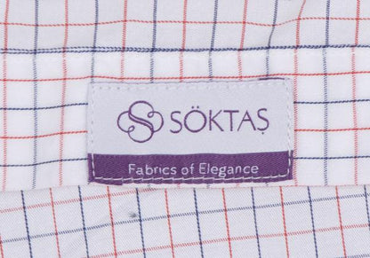 Papas+ Cotton Graph Check Shirt White Red Navy Size L