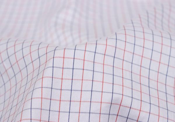 Papas+ Cotton Graph Check Shirt White Red Navy Size L