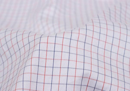 Papas+ Cotton Graph Check Shirt White Red Navy Size L