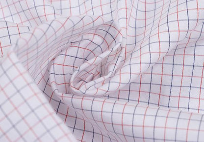 Papas+ Cotton Graph Check Shirt White Red Navy Size L