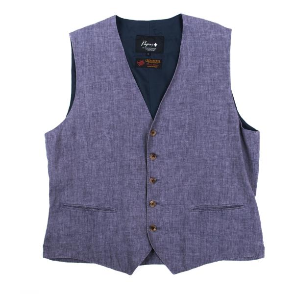 Papas LEOMASTER Linen Gilet Purple Size L