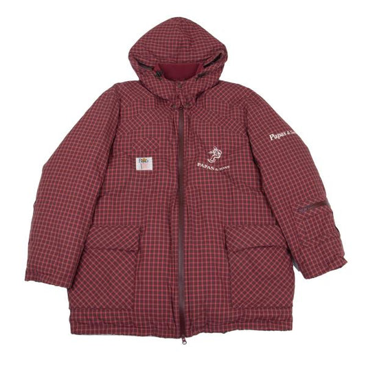 PAPAS&SONS Nylon Check Detachable Hood Coat Red Size 50L
