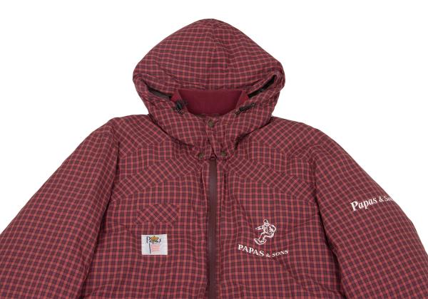 PAPAS&SONS Nylon Check Detachable Hood Coat Red Size 50L