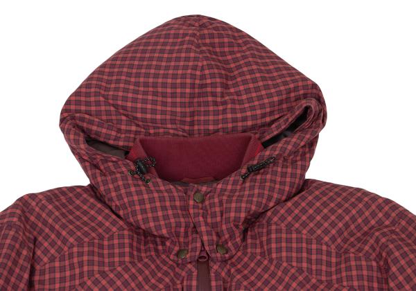 PAPAS&SONS Nylon Check Detachable Hood Coat Red Size 50L
