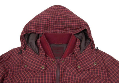 PAPAS&SONS Nylon Check Detachable Hood Coat Red Size 50L