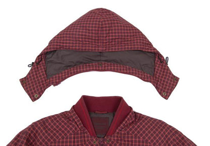 PAPAS&SONS Nylon Check Detachable Hood Coat Red Size 50L