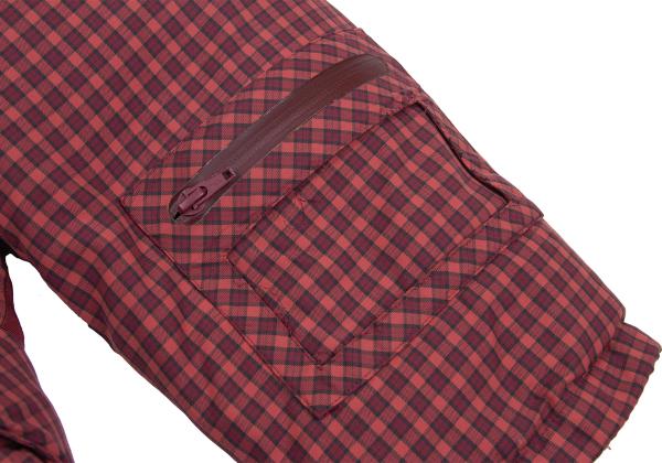 PAPAS&SONS Nylon Check Detachable Hood Coat Red Size 50L