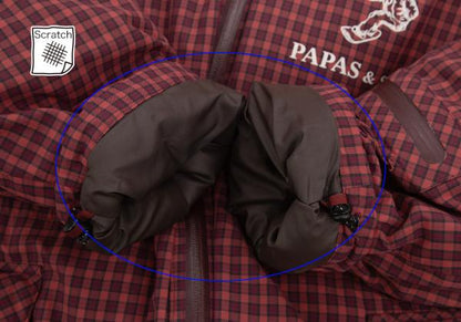 PAPAS&SONS Nylon Check Detachable Hood Coat Red Size 50L