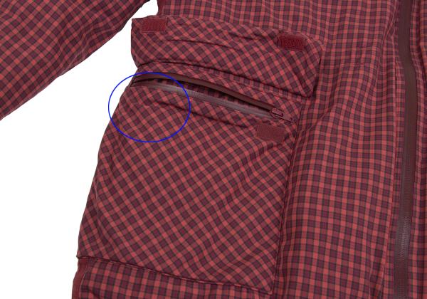 PAPAS&SONS Nylon Check Detachable Hood Coat Red Size 50L