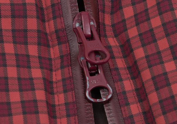 PAPAS&SONS Nylon Check Detachable Hood Coat Red Size 50L