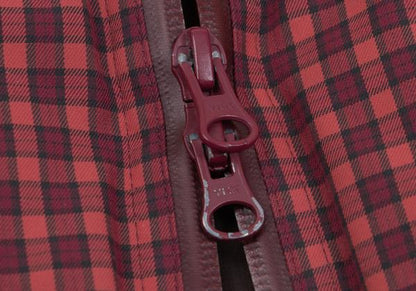 PAPAS&SONS Nylon Check Detachable Hood Coat Red Size 50L