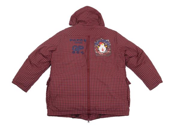 PAPAS&SONS Nylon Check Detachable Hood Coat Red Size 50L