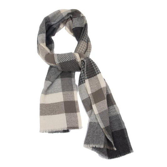 Papas+ andrea's 47 Cashmere Check Fringe Scarf Gray