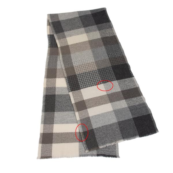 Papas+ andrea's 47 Cashmere Check Fringe Scarf Gray