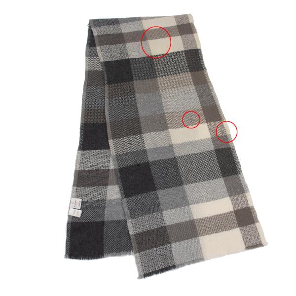 Papas+ andrea's 47 Cashmere Check Fringe Scarf Gray