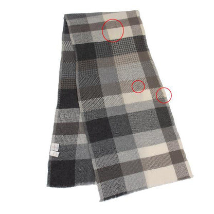 Papas+ andrea's 47 Cashmere Check Fringe Scarf Gray