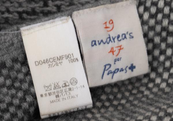 Papas+ andrea's 47 Cashmere Check Fringe Scarf Gray