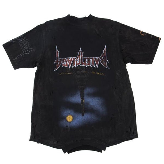 BALENCIAGA Paris Moon Upside Down 23SS T-Shirt Black Size L