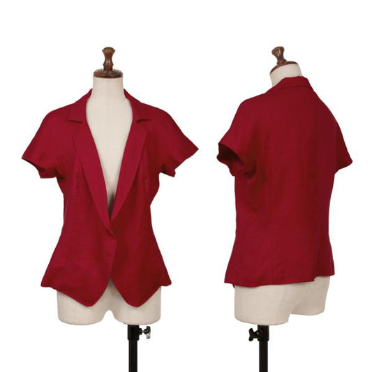 Max Mara Linen Ramie Blend Short Sleeve Jacket Red Size 42