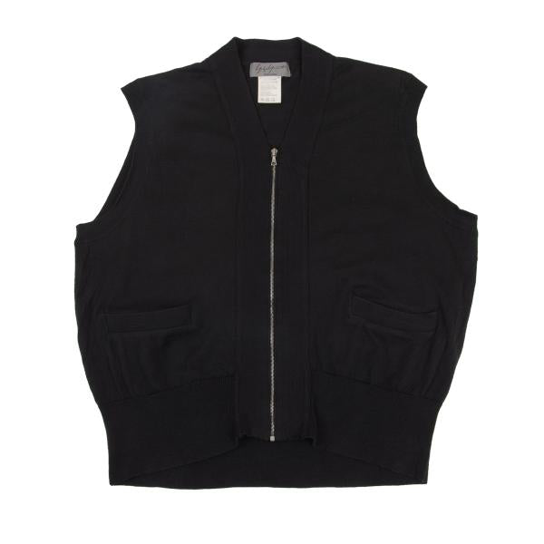 Yohji Yamamoto POUR HOMME Cotton Zip-Up Vest Black Knit Size M