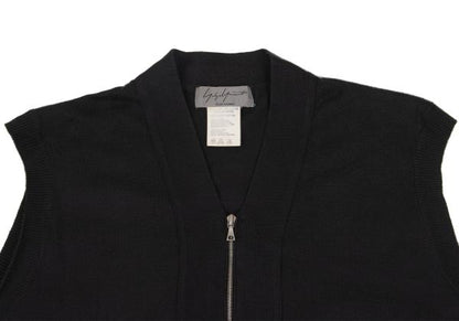 Yohji Yamamoto POUR HOMME Cotton Zip-Up Vest Black Knit Size M