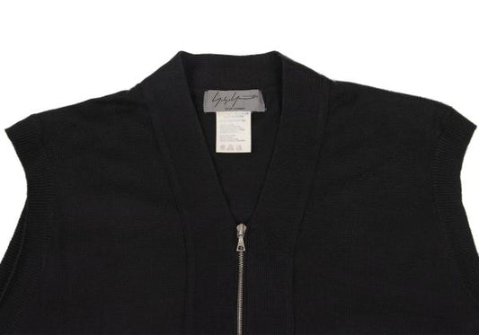 Yohji Yamamoto POUR HOMME Cotton Zip-Up Vest Black Knit Size M