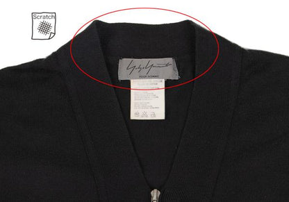 Yohji Yamamoto POUR HOMME Cotton Zip-Up Vest Black Knit Size M