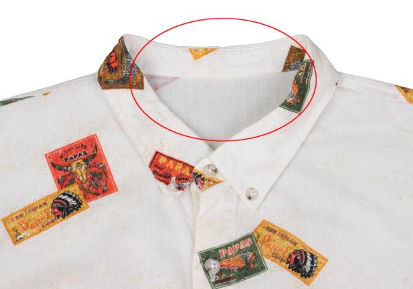 Papas Cotton Indian Head Print Long Sleeve Shirt Off-Beige Size 50L