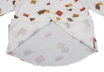 Papas Cotton Indian Head Print Long Sleeve Shirt Off-Beige Size 50L