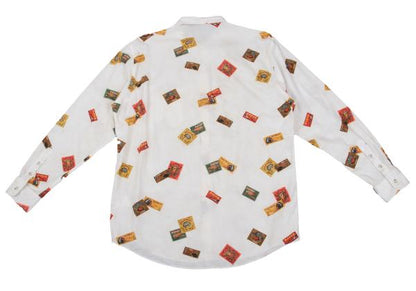 Papas Cotton Indian Head Print Long Sleeve Shirt Off-Beige Size 50L