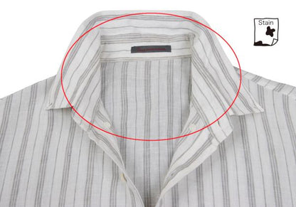 Papas Linen Stripe Long Sleeve Shirt White Gray Size 50L